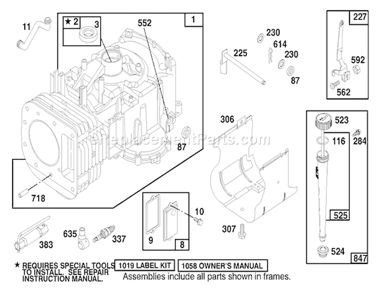 Engine Briggs & Stratton Model 28n707-0631-A1 Diagram and Parts List for 71215 7900001-7999999 - 1997 Toro Lawn Tractor