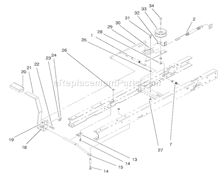 Clutch Assembly Diagram and Parts List for 71215 8900001-8999999 - 1998 Toro Lawn Tractor