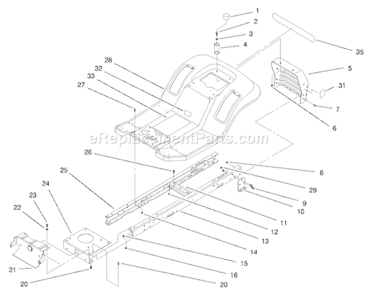Frame Assembly Diagram and Parts List for 71215 8900001-8999999 - 1998 Toro Lawn Tractor