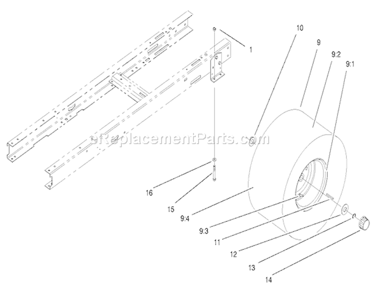 Rear Wheel Assembly Diagram and Parts List for 71215 8900001-8999999 - 1998 Toro Lawn Tractor