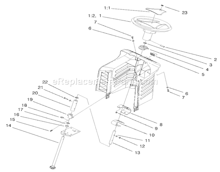 Steering Assembly Diagram and Parts List for 71215 8900001-8999999 - 1998 Toro Lawn Tractor