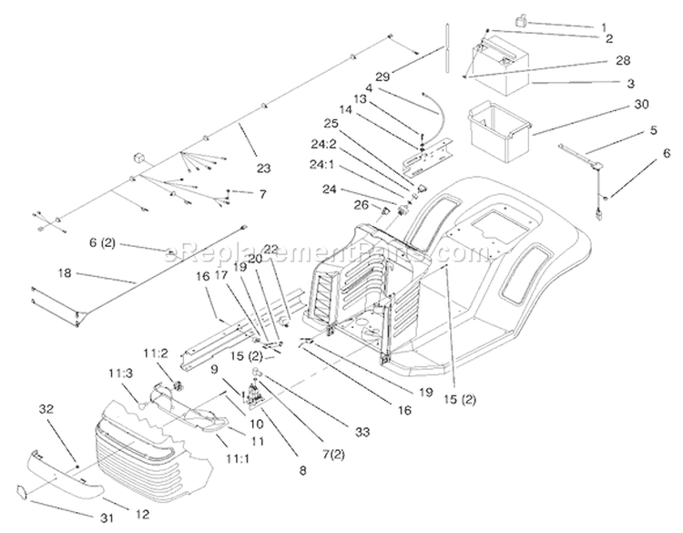 Electrical Assembly Diagram and Parts List for 71215 8900001-8999999 - 1998 Toro Lawn Tractor