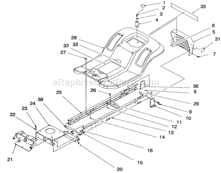 Frame Assembly Diagram and Parts List for 71216 59000001-59999999 - 1995 Toro Lawn Tractor
