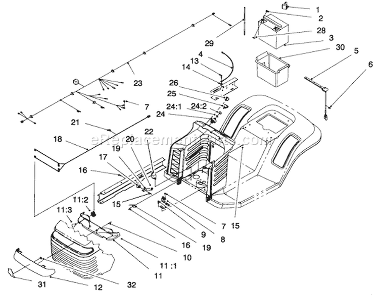 Electrical Assembly Diagram and Parts List for 71216 59000001-59999999 - 1995 Toro Lawn Tractor