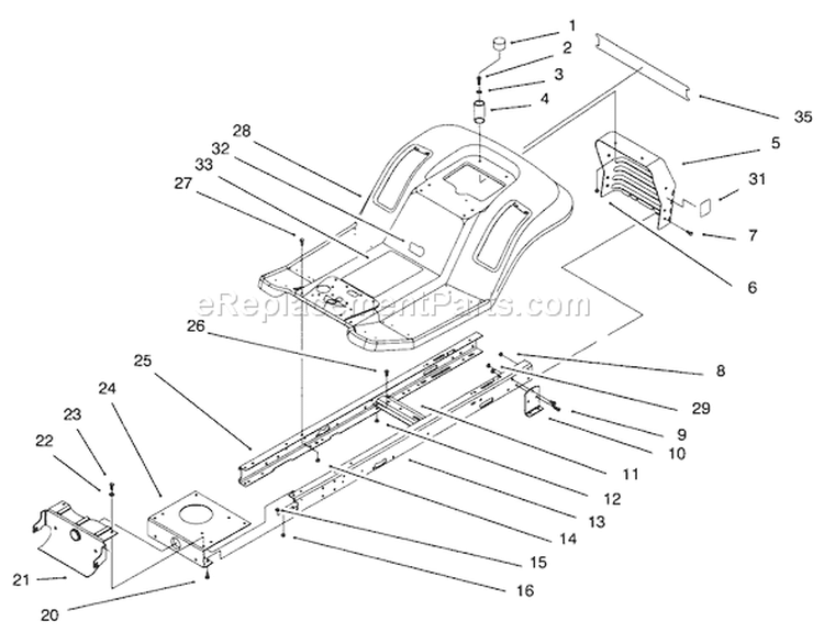 Frame & Body Assembly Diagram and Parts List for 71217 6900001-6999999 - 1996 Toro Lawn Tractor