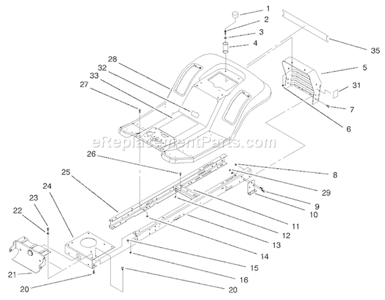 Frame Assembly Diagram and Parts List for 71217 7900001-7999999 - 1997 Toro Lawn Tractor