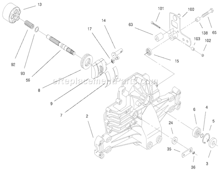Hydro Transaxle Assembly Diagram and Parts List for 71217 7900001-7999999 - 1997 Toro Lawn Tractor