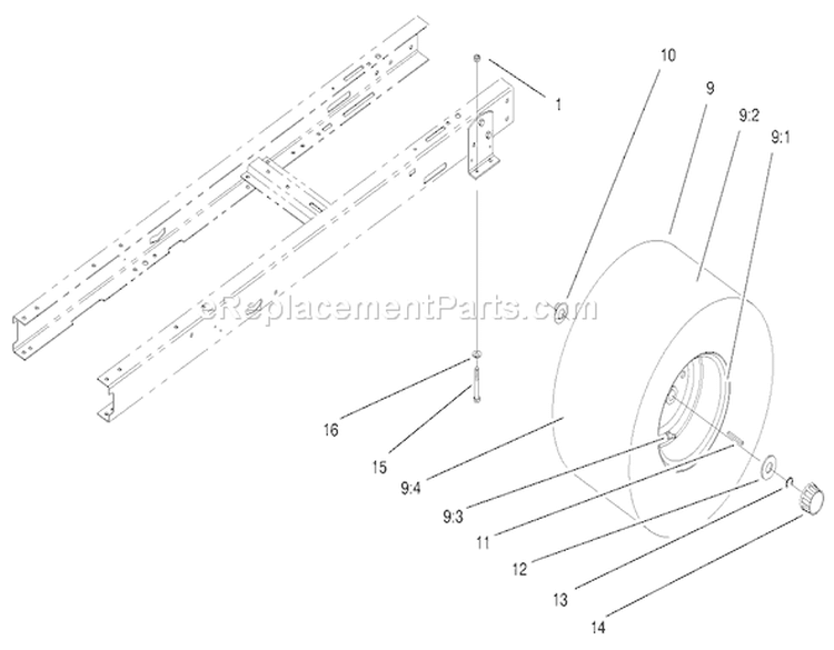 Rear Wheel Assembly Diagram and Parts List for 71217 7900001-7999999 - 1997 Toro Lawn Tractor