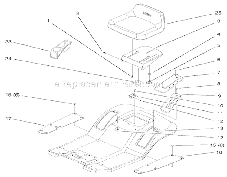 Seat Assembly Diagram and Parts List for 71217 7900001-7999999 - 1997 Toro Lawn Tractor