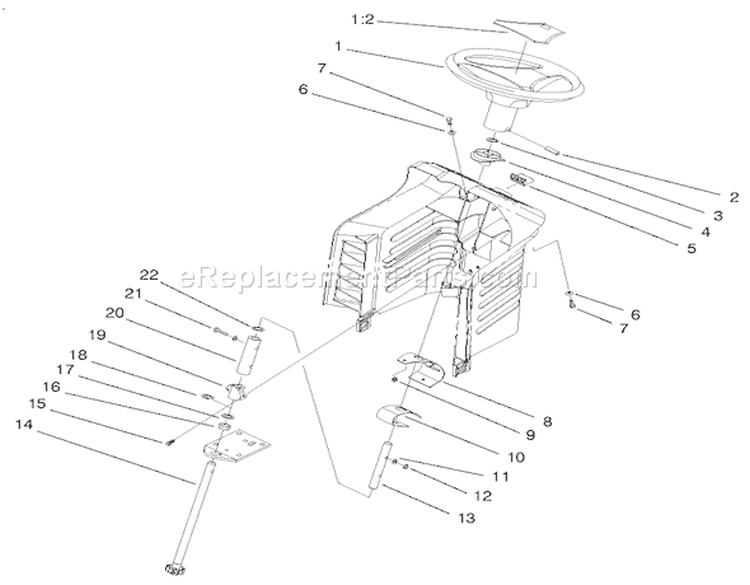 Steering Assembly Diagram and Parts List for 71217 7900001-7999999 - 1997 Toro Lawn Tractor