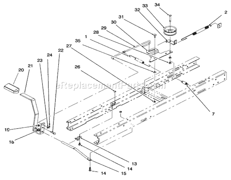Clutch Assembly Diagram and Parts List for 71218 6900001-6999999 - 1996 Toro Lawn Tractor