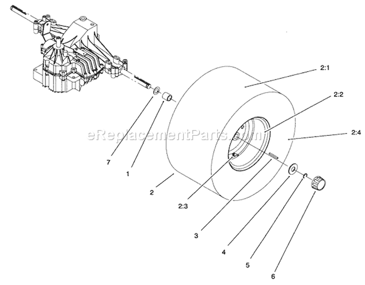 Rear Axle Assembly Diagram and Parts List for 71218 6900001-6999999 - 1996 Toro Lawn Tractor