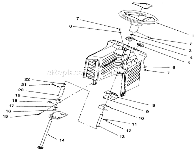 Steering Assembly Diagram and Parts List for 71218 6900001-6999999 - 1996 Toro Lawn Tractor