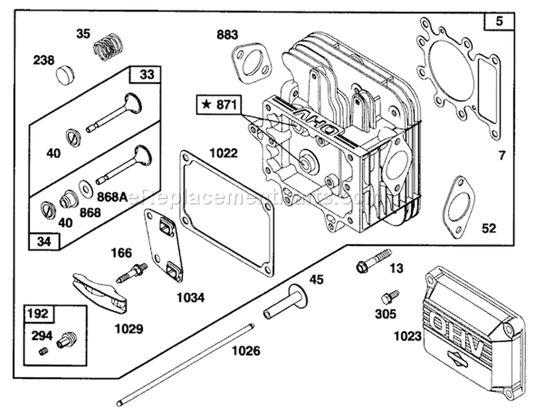 Engine Briggs & Stratton Model 28q777-0668-A Diagram and Parts List for 71218 6900001-6999999 - 1996 Toro Lawn Tractor