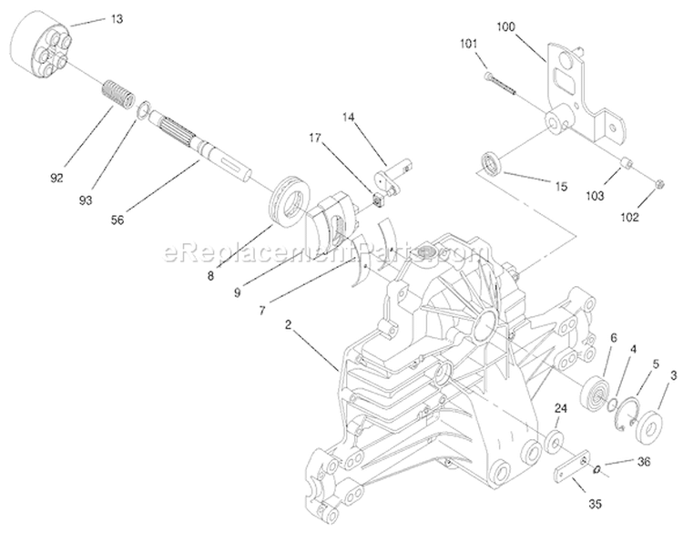 Hydro Transaxle Assembly Diagram and Parts List for 71218 7900001-7999999 - 1997 Toro Lawn Tractor