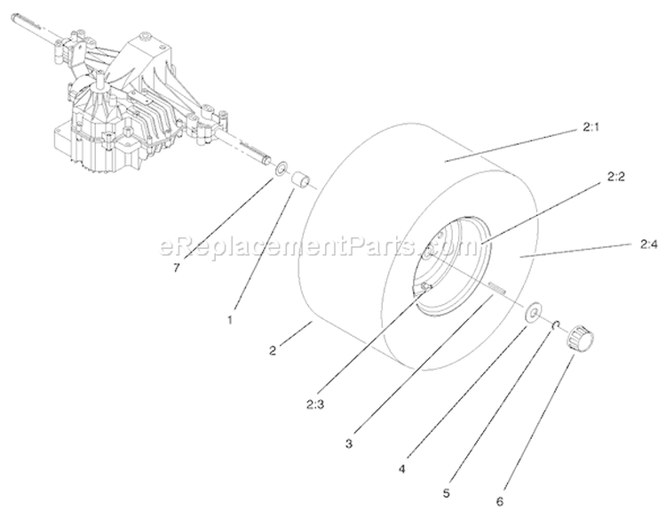 Rear Axle Assembly Diagram and Parts List for 71218 7900001-7999999 - 1997 Toro Lawn Tractor