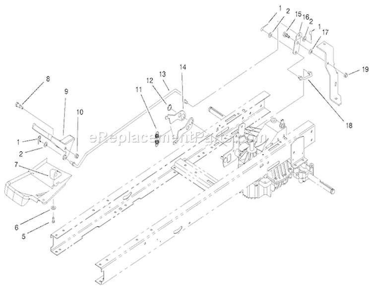 Speed Control Assembly Diagram and Parts List for 71218 7900001-7999999 - 1997 Toro Lawn Tractor