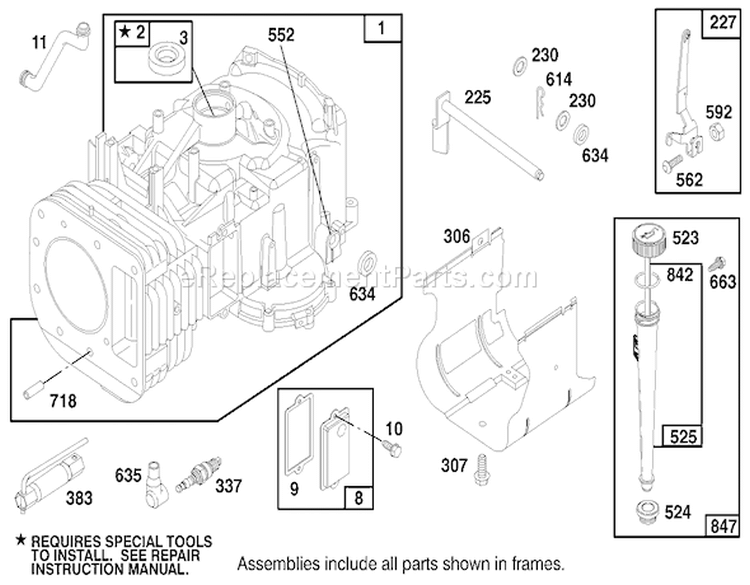 Engine Briggs & Stratton Model 28q777-0668-A1 Diagram and Parts List for 71218 7900001-7999999 - 1997 Toro Lawn Tractor