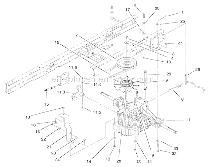 Transaxle Assembly Diagram and Parts List for 71196 8900001-8999999 - 1998 Toro Lawn Tractor