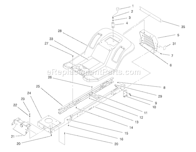 Frame Assembly Diagram and Parts List for 71219 7900001-7999999 - 1997 Toro Lawn Tractor