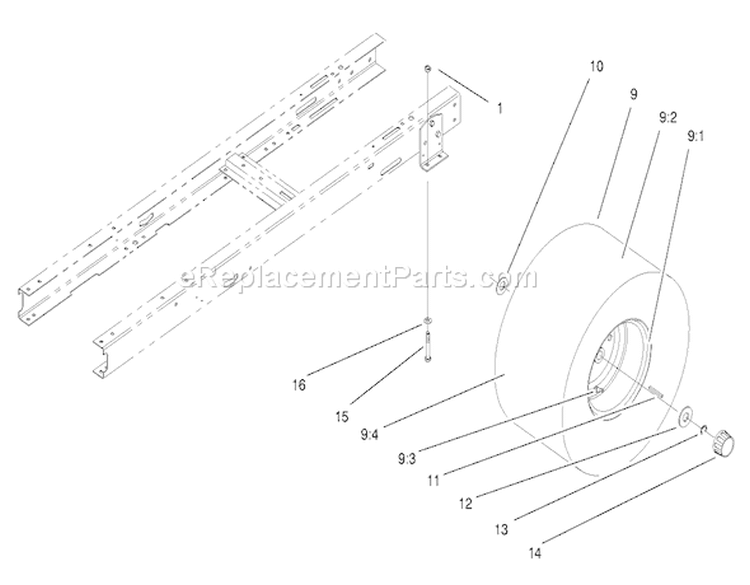 Rear Wheel Assembly Diagram and Parts List for 71219 7900001-7999999 - 1997 Toro Lawn Tractor