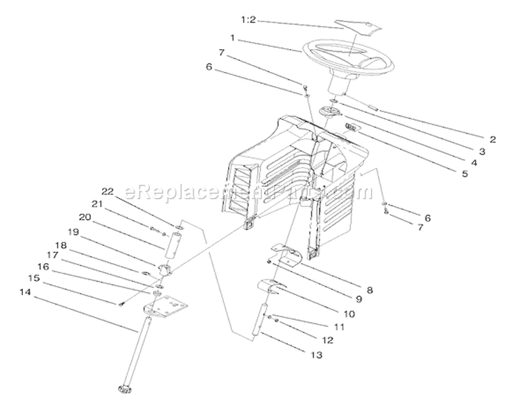 Steering Assembly Diagram and Parts List for 71219 7900001-7999999 - 1997 Toro Lawn Tractor
