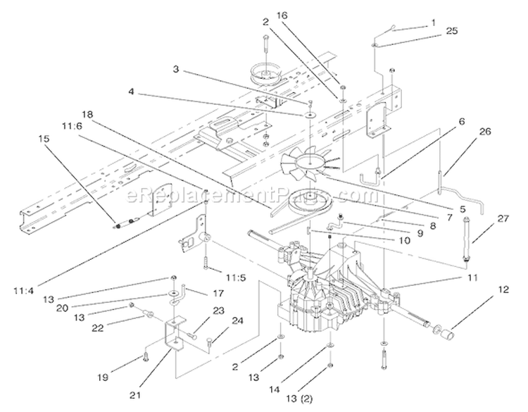 Transaxle Assembly Diagram and Parts List for 71219 7900001-7999999 - 1997 Toro Lawn Tractor