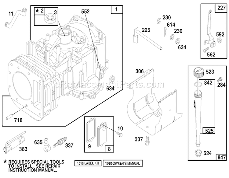 Engine Briggs & Stratton Model 28n777-0174-01 Diagram and Parts List for 71219 7900001-7999999 - 1997 Toro Lawn Tractor