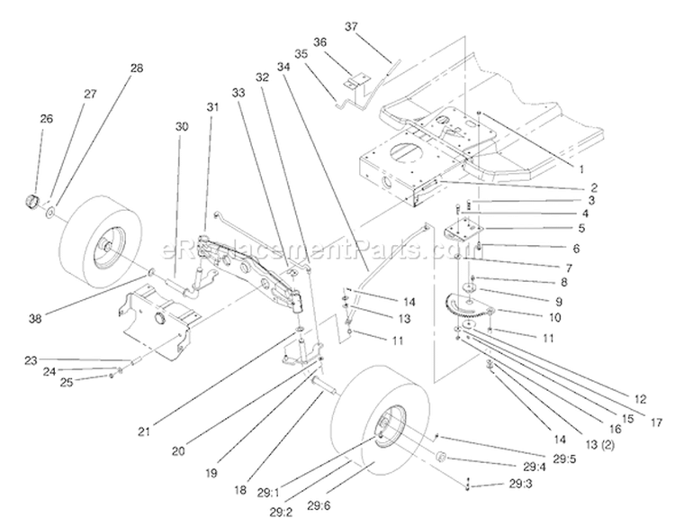 Front Axle Assembly Diagram and Parts List for 71219 8900001-8999999 - 1998 Toro Lawn Tractor