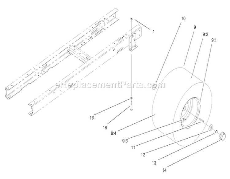 Rear Wheel Assembly Diagram and Parts List for 71219 8900001-8999999 - 1998 Toro Lawn Tractor
