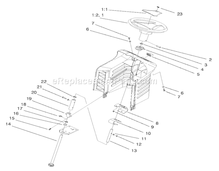 Steering Assembly Diagram and Parts List for 71219 8900001-8999999 - 1998 Toro Lawn Tractor