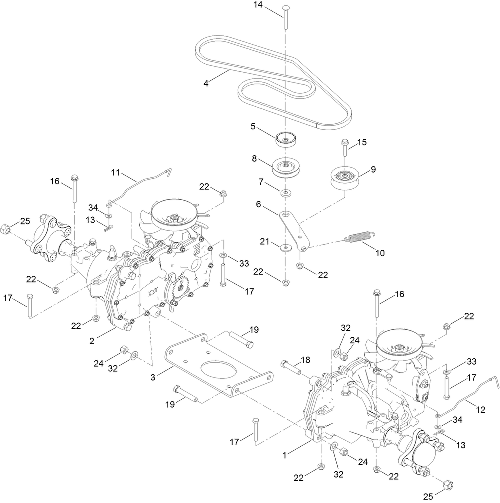Traction Drive Assembly Diagram and Parts List for 75755 414170000 - 999999999 Toro Lawn Tractor