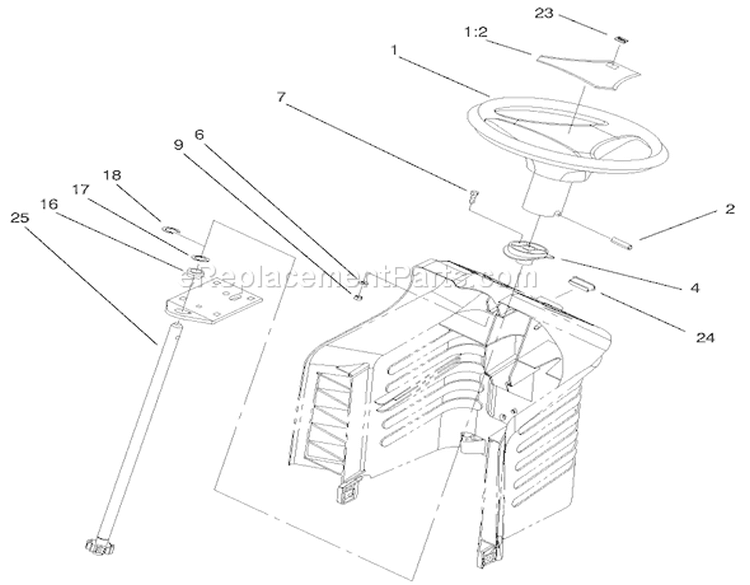 Fixed Steering Assembly Diagram and Parts List for 71198 9900001-9999999 - 1999 Toro Lawn Tractor