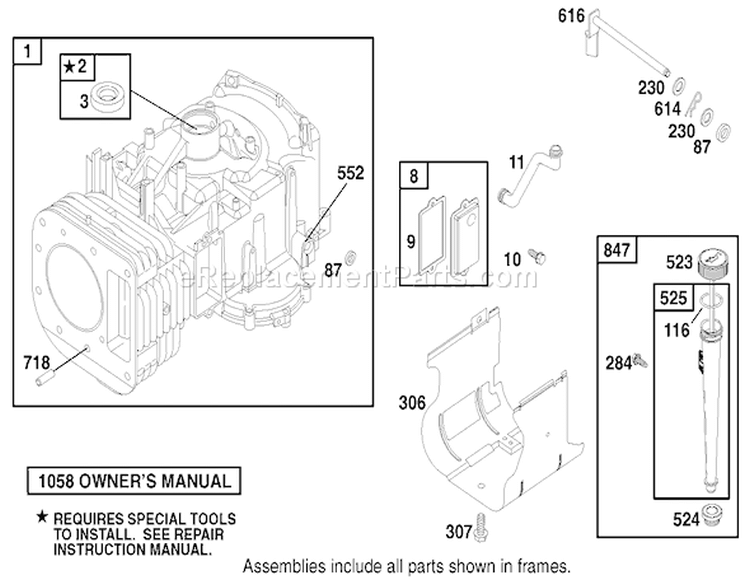 Engine Briggs And Stratton Moddel 28q777-0690-E1 Diagram and Parts List for 71221 9900001-9999999 - 1999 Toro Lawn Tractor