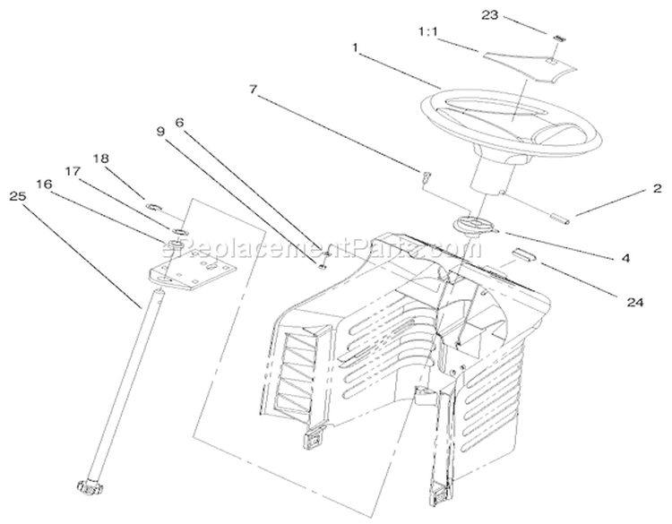 Fixed Steering Assembly Diagram and Parts List for 71221 9900001-9999999 - 1999 Toro Lawn Tractor