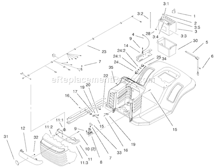 Electrical Assembly Diagram and Parts List for 71221 9900001-9999999 - 1999 Toro Lawn Tractor