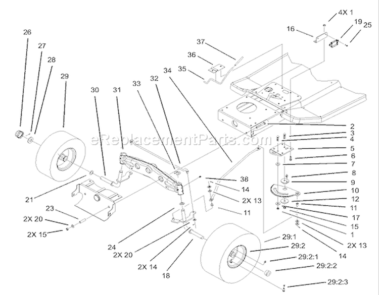 Steering Assembly Diagram and Parts List for 71223 230000001-230999999 - 2003 Toro Lawn Tractor