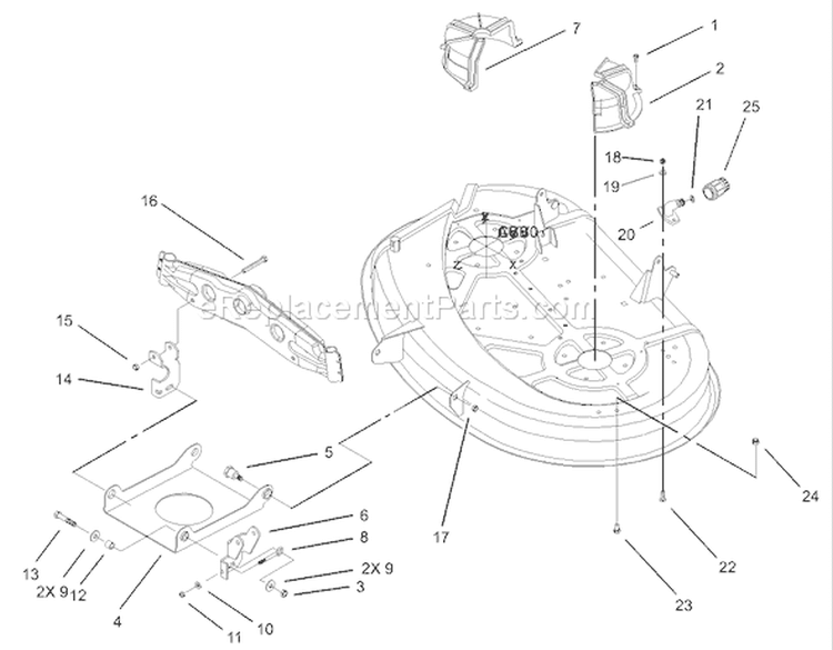 38in Deck Engagement Assembly Diagram and Parts List for 71223 230000001-230999999 - 2003 Toro Lawn Tractor