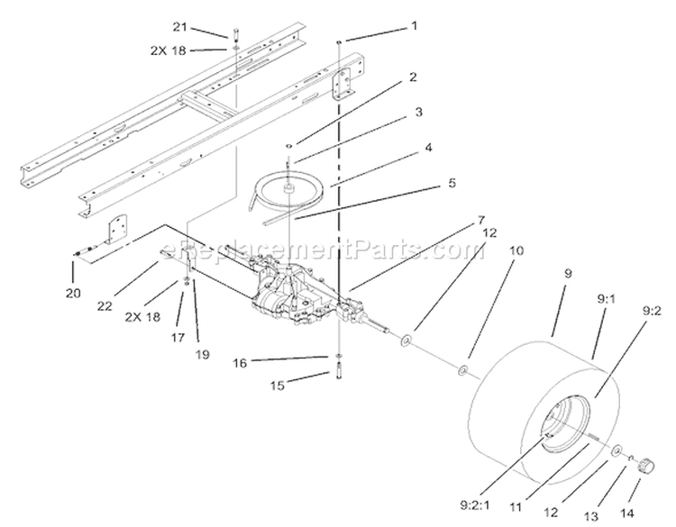 5 Speed Transaxle Diagram and Parts List for 71223 230000001-230999999 - 2003 Toro Lawn Tractor