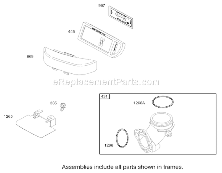 Air Cleaner Assembly Engine Briggs and Stratton Model 286H77-0121-E1 Diagram and Parts List for 71223 230000001-230999999 - 2003 Toro Lawn Tractor