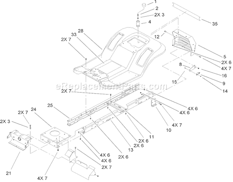 Frame and Body Assembly Diagram and Parts List for 71223 240000001-240999999 - 2004 Toro Lawn Tractor