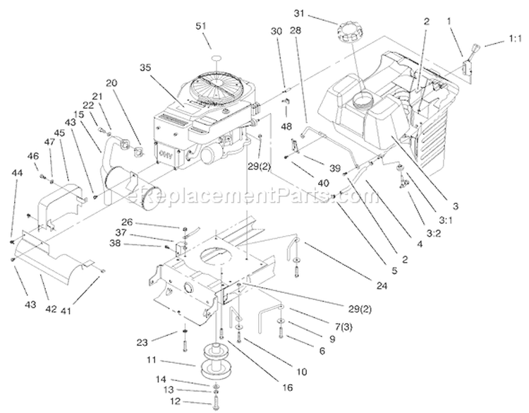 Engine Systems Components Assembly Diagram and Parts List for 71226 200000001-200999999 - 2000 Toro Lawn Tractor