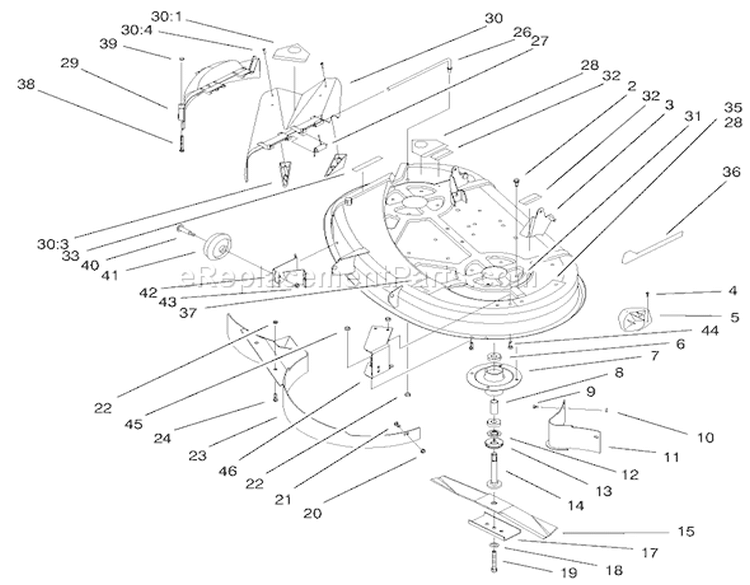 Height Of Cut Components Assembly Diagram and Parts List for 71226 200000001-200999999 - 2000 Toro Lawn Tractor