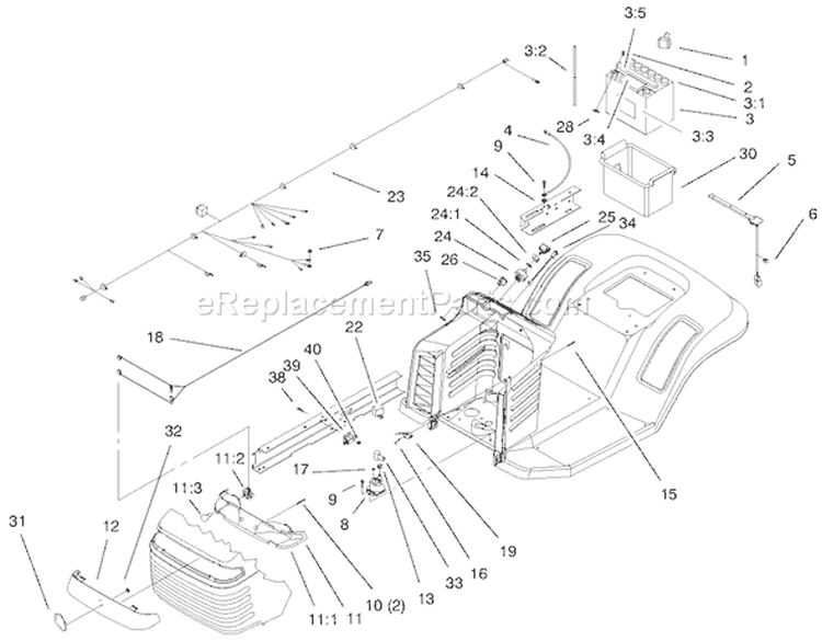 Electrical Components Assembly Diagram and Parts List for 71226 200000001-200999999 - 2000 Toro Lawn Tractor