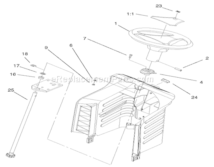 Fixed Steering Assembly Diagram and Parts List for 71223 220000001-220010000 - 2002 Toro Lawn Tractor