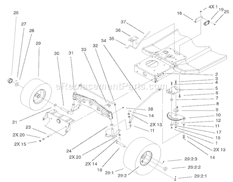 Steering Assembly Diagram and Parts List for 71223 220000001-220010000 - 2002 Toro Lawn Tractor