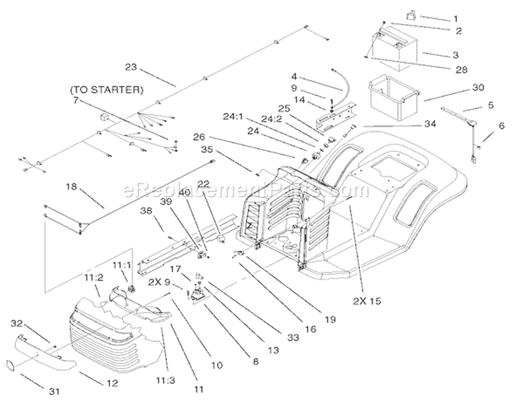 Electrical Assembly Diagram and Parts List for 71223 220000001-220010000 - 2002 Toro Lawn Tractor