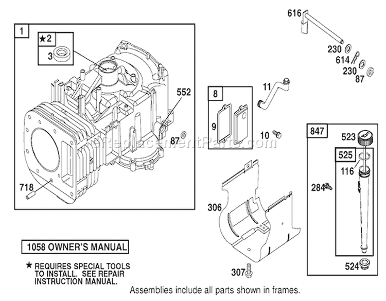 Engine Briggs & Stratton Model 28q777-0690-E1 Diagram and Parts List for 71223 220000001-220010000 - 2002 Toro Lawn Tractor