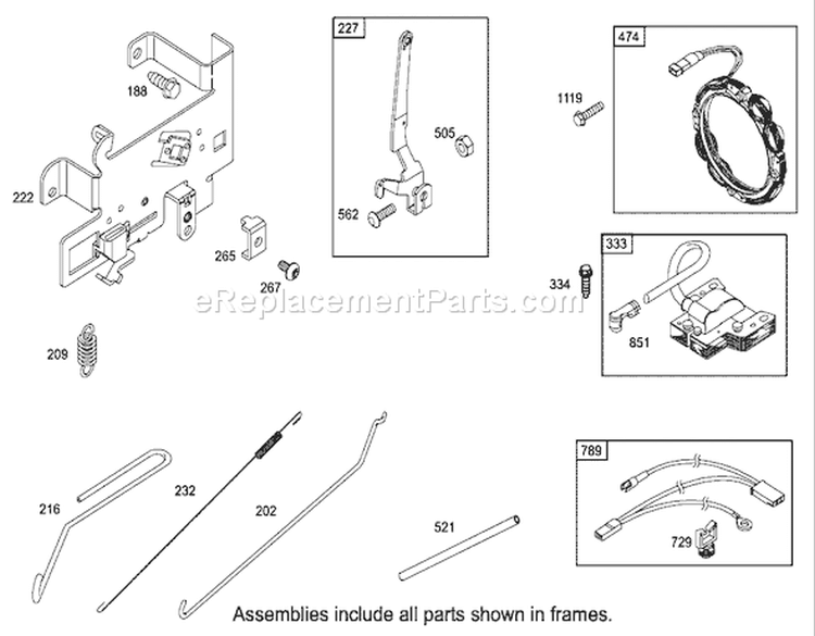 Governor Assembly Engine Briggs and Stratton Model 286H77-0121-E1 Diagram and Parts List for 71226 220010001-220999999 - 2002 Toro Lawn Tractor