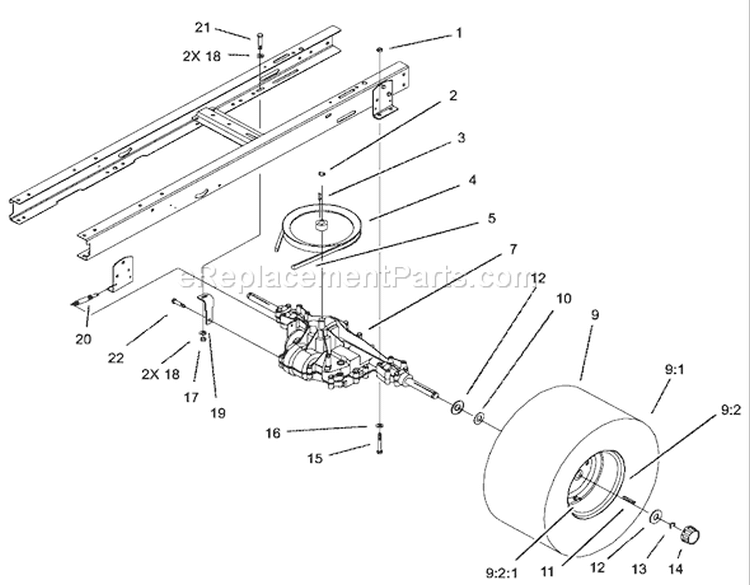 5 Speed Transaxle Assembly Diagram and Parts List for 71223 240000001-240999999 - 2004 Toro Lawn Tractor